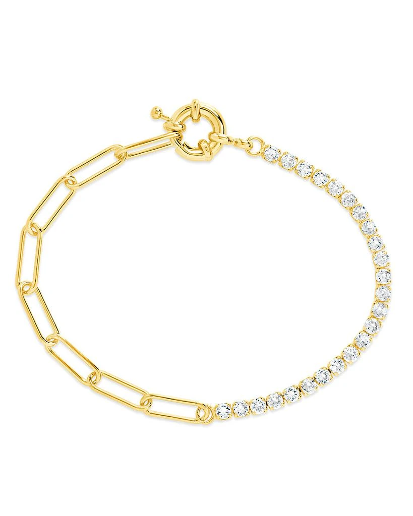 Sterling Forever CZ & Paperclip Chain Bracelet 5