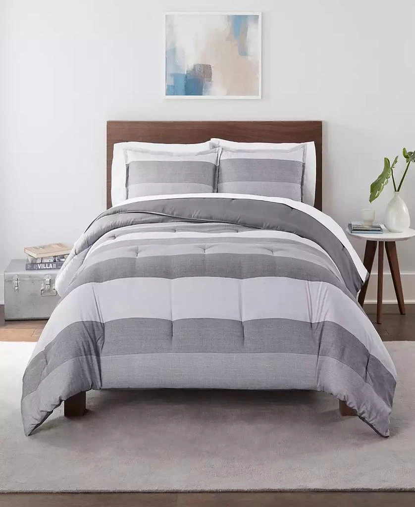 Serta Simply Clean Billy Textured Stripe Microbial-Resistant 3-Piece Comforter Set 1