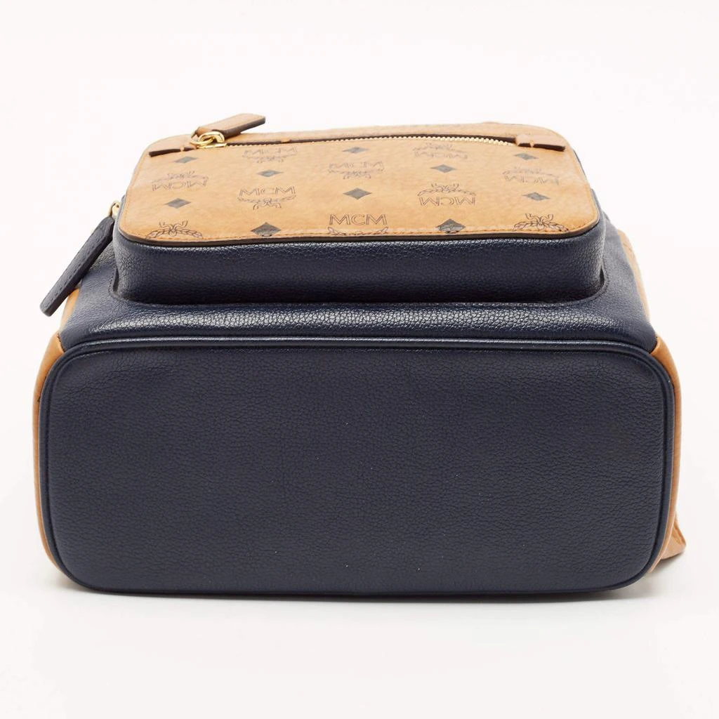 MCM MCM Navy Blue/Tan Leather and Stark Visetos Coated Canvas Backpack 6