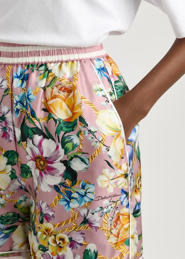 Dolce & Gabbana Floral-print silk-twill shorts 5