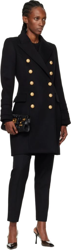 Balmain Black 10-Buttons Wool 
Cashmere Coat 4