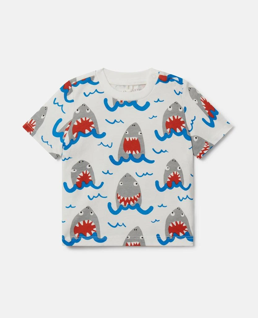 Stella McCartney Stella McCartney - Shark Print T-Shirt, Woman, Ivory, Size: 18m 1