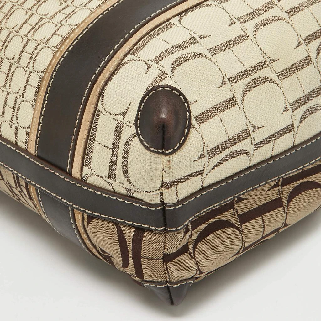 Carolina Herrera Carolina Herrera Brown/Beige Canvas and Leather Shopper Tote 12