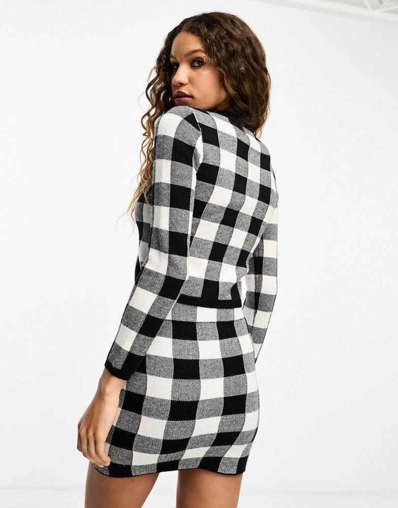 Gianni Feraud Gianni Feraud check print cropped jumper co ord in black and white 4