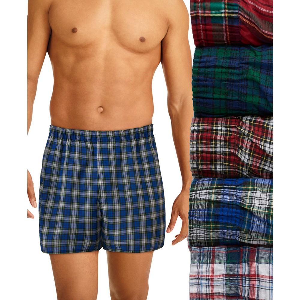 Hanes Men's 5-Pk. Ultimate® FreshIQ® Tartan Print Woven Boxers