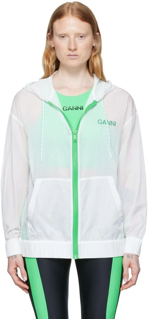 Ganni SSENSE Exclusive White Recycled Nylon Sport Hoodie 1