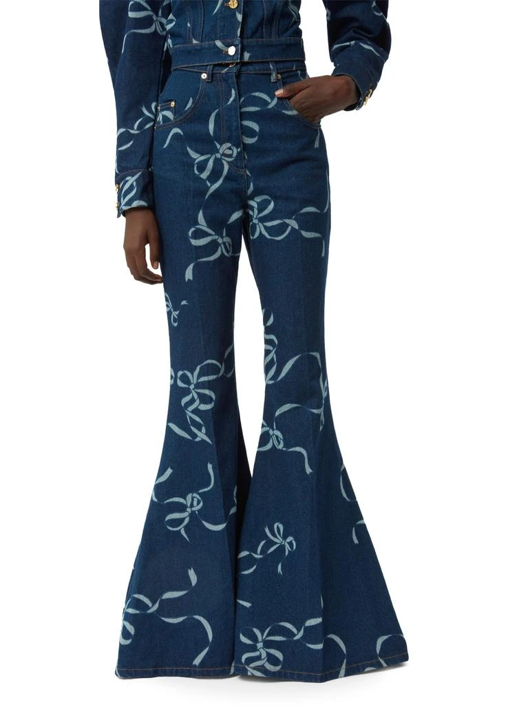 Nina Ricci Bow-print exaggerated flare jeans 2
