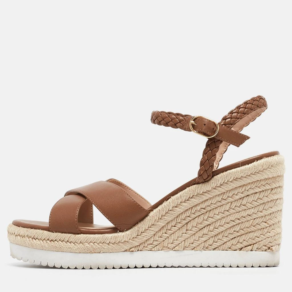 Stuart Weitzman Stuart Weitzman Brown Leather Mykonos Wedge Espadrille Sandals Size 40.5