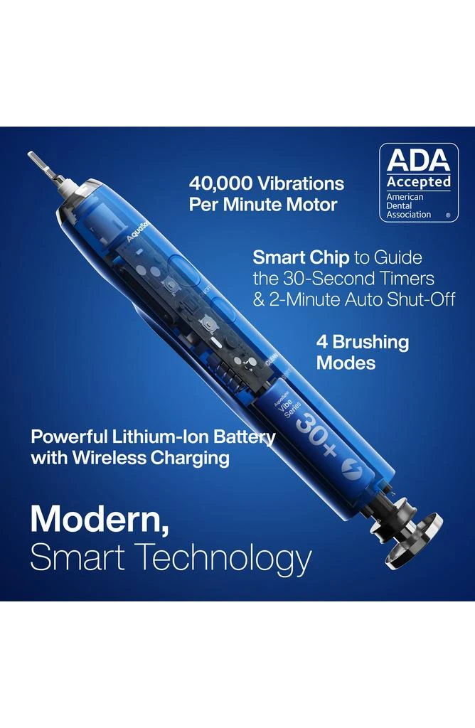 AquaSonic VIBE SERIES Sapphire Blue UltraSonic Whitening Toothbrush with 8 DuPont Brush Heads & Travel Case 6