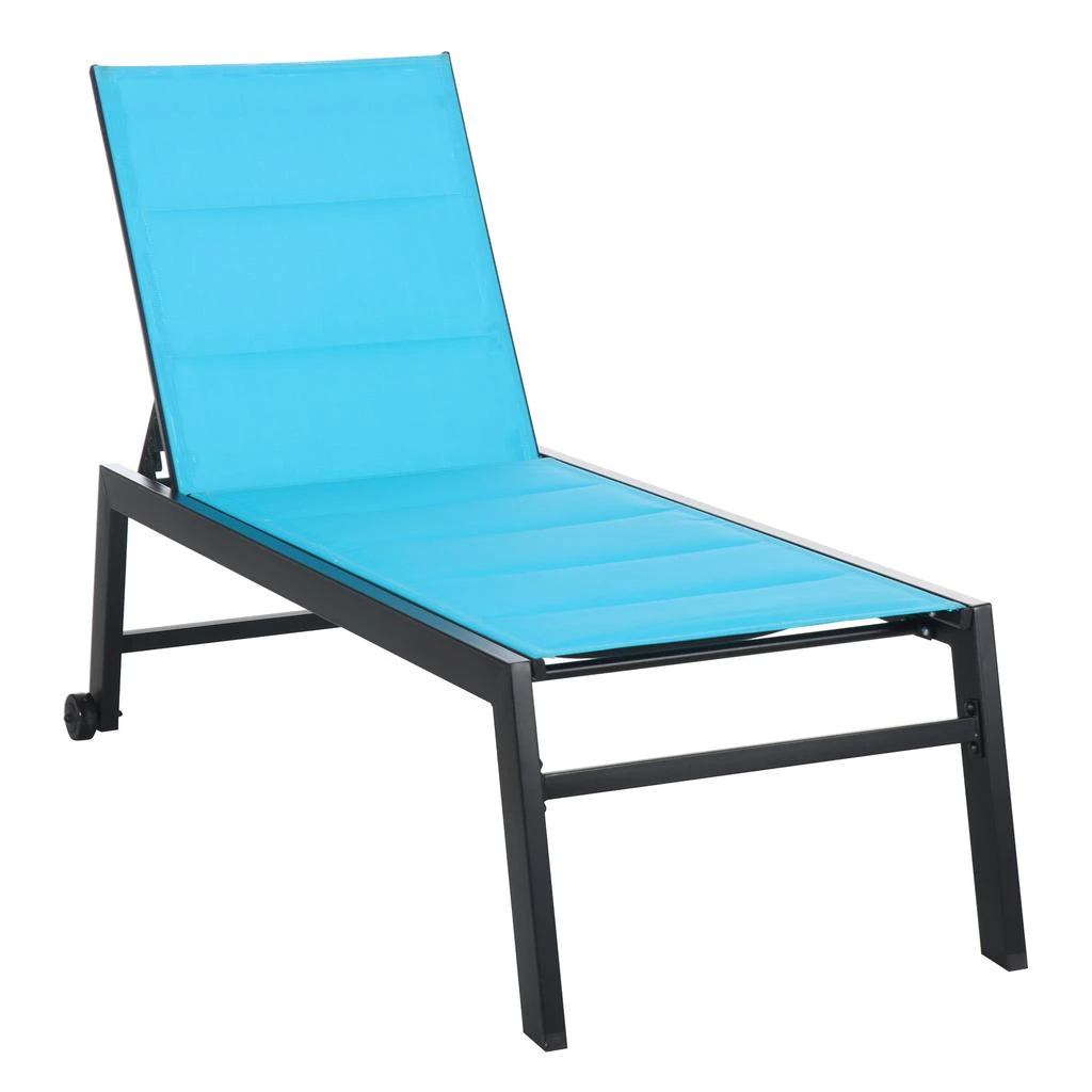 Streamdale Furniture Streamdale Blue Outdoor Chaise Lounge with Recliner Mechanism 1