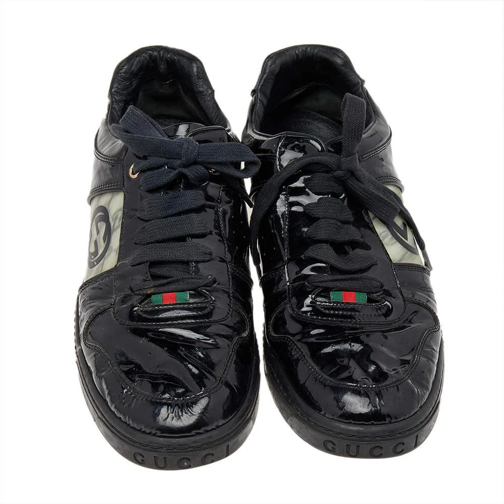 Gucci Gucci Black Patent Leather GG Low Top Sneakers Size 43.5 3