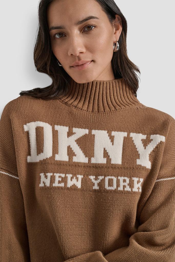 DKNY LOGO INTARSIA MOCK-NECK SWEATER - Sweaters - BeyondStyle DKNY LOGO INTARSIA MOCK-NECK SWEATER - Sweaters - BeyondStyle