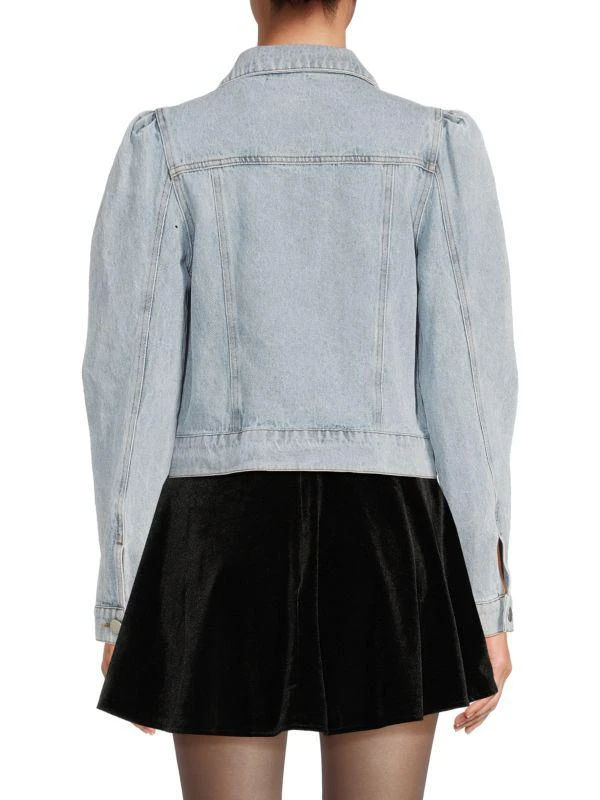 Lea & Viola Puff-Shoulder Cropped Denim Jacket 2