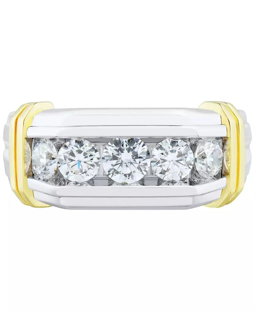 Grown With Love Men's Lab Grown Diamond Horizontal Five Stone Ring (1-1/2 ct. t.w.) in 10k Two-Tone Gold 3