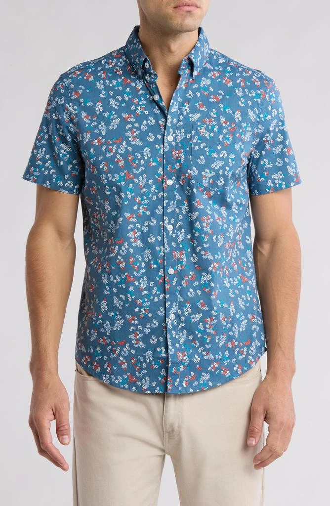 Original Penguin Short Sleeve Stretch Cotton Poplin Button-Up Shirt 1