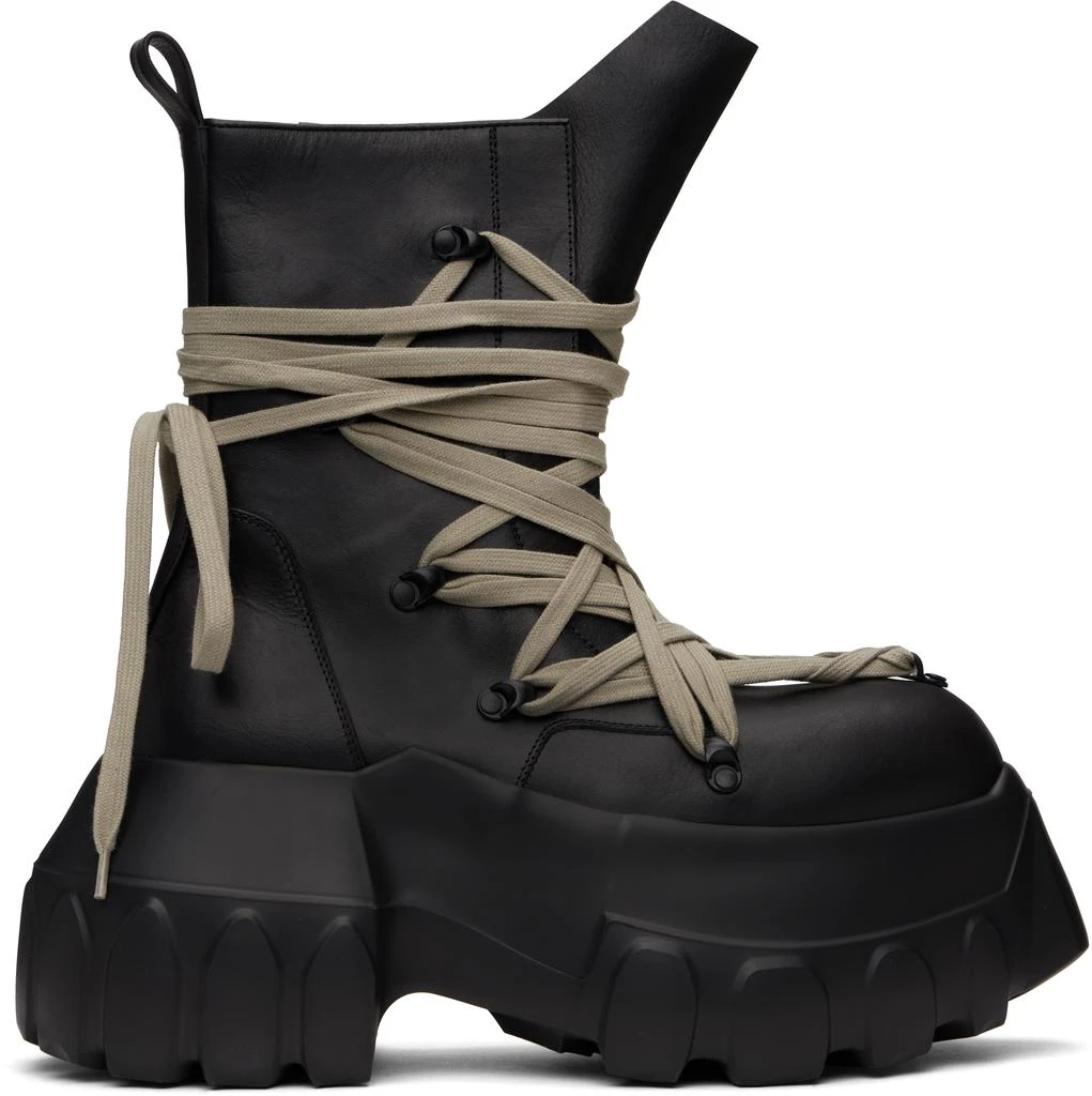 Rick Owens Black Hollywood Megalace Mega Tractor Boots 1