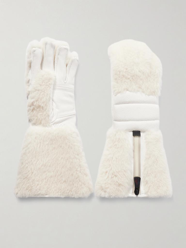 Moncler 羊毛皮绒面革滑雪手套