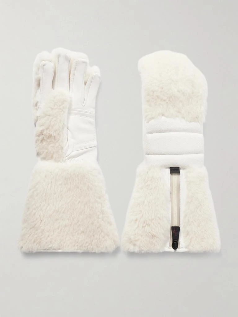 Moncler 羊毛皮绒面革滑雪手套 1