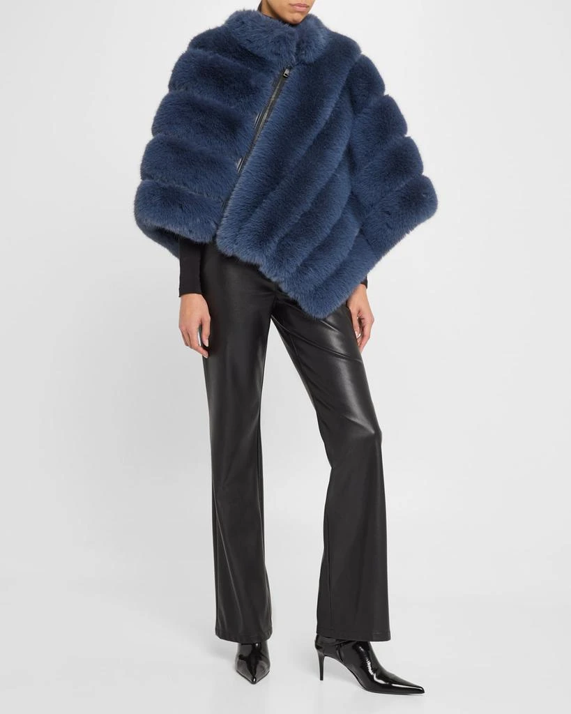 La Fiorentina Asymmetric Faux Fur Poncho 2