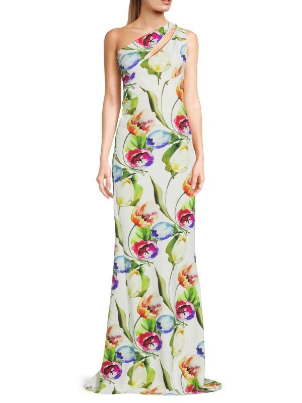 Chiara Boni Floral One-Shoulder Jersey Gown 1