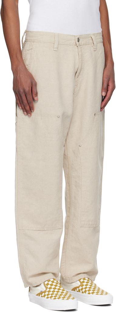 Shop Off-White Walter Linen Double Knee Trousers on Sale at