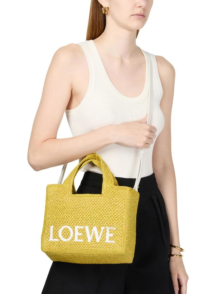 Loewe Small Loewe Font Tote in raffia 8