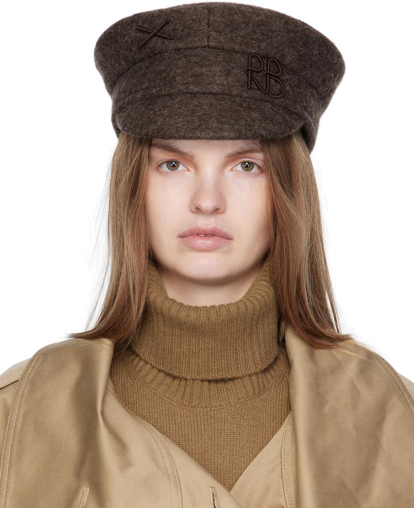 キャップ RUSLAN BAGINSKIY Tyrian Purple Satin Baker Boy Hat Crystal-Embellished Two-colored Satin Baker Boy Cap • Ruslan