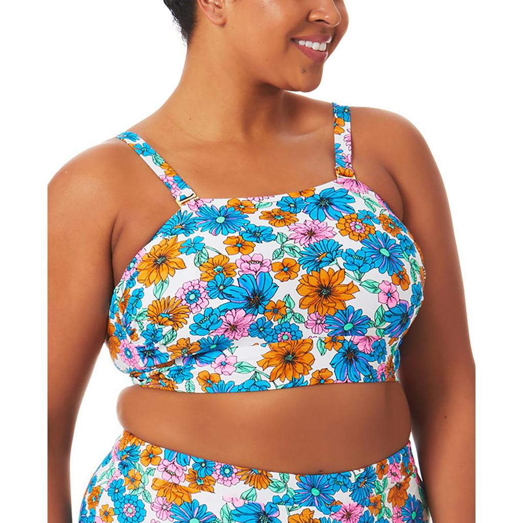 California Waves Plus Womens Floral Bandeau Bikini Swim top