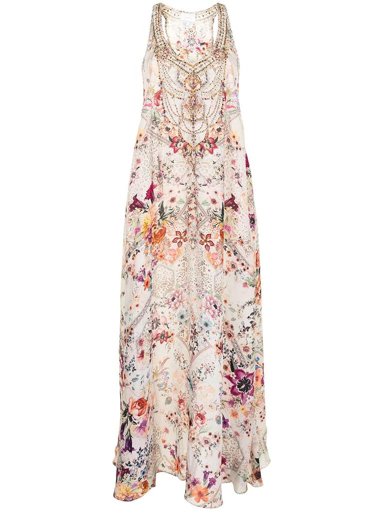 Camilla floral-print silk dress - women -  -  - White
