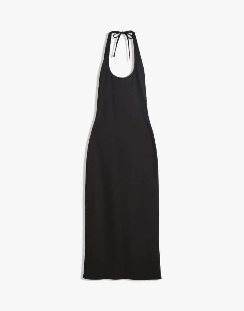 bershka black midi dress Gathered strappy midi dress