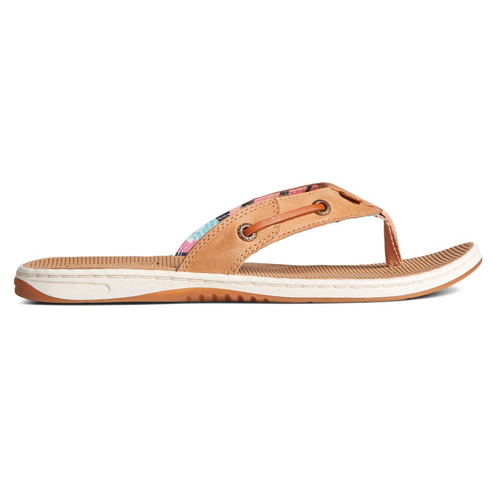 Sperry Seafish Coral Floral Flip Flops