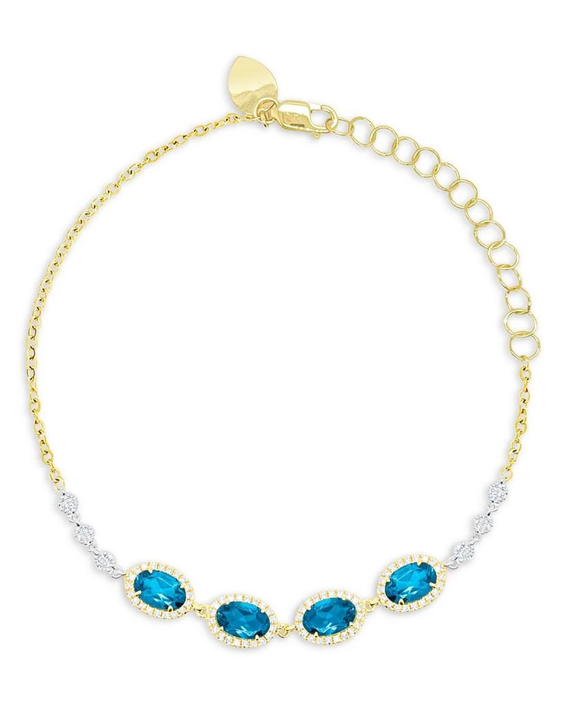 Meira T 14K White & Yellow Gold Blue Topaz & Diamond Bracelet 1