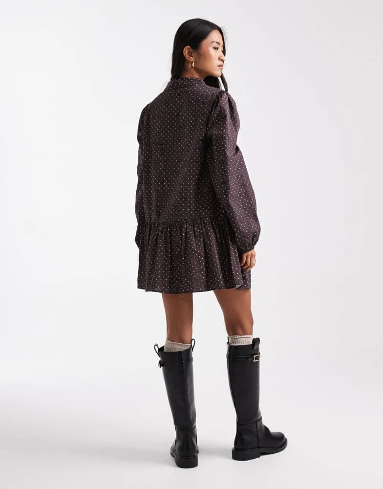 Miss Selfridge Miss Selfridge dropped waist mini shirt dress in polka dot 3