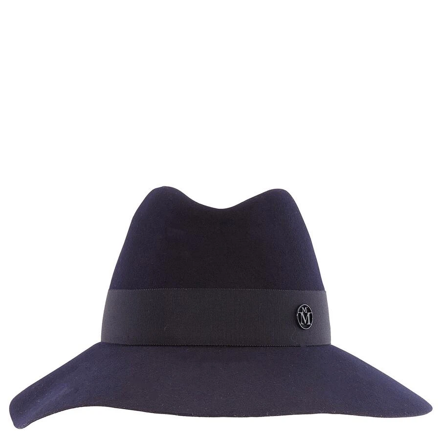 MAISON MICHEL Ladies Navy Kate Wool Felt Fedora Hat 1
