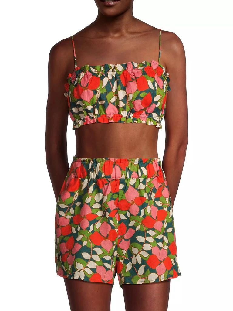 Birds of Paradis Brigette Floral Linen Bandeau Top 3