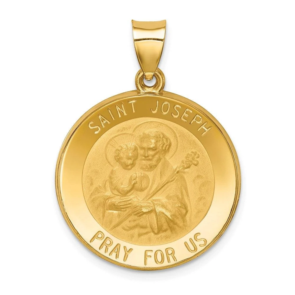 Diamond2Deal 14k Yellow Gold Polished and Satin St Joseph Medal Hollow Pendant 1
