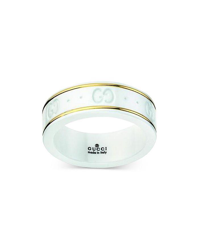 Gucci 18K Yellow Gold & White Zirconia Icon Logo Band