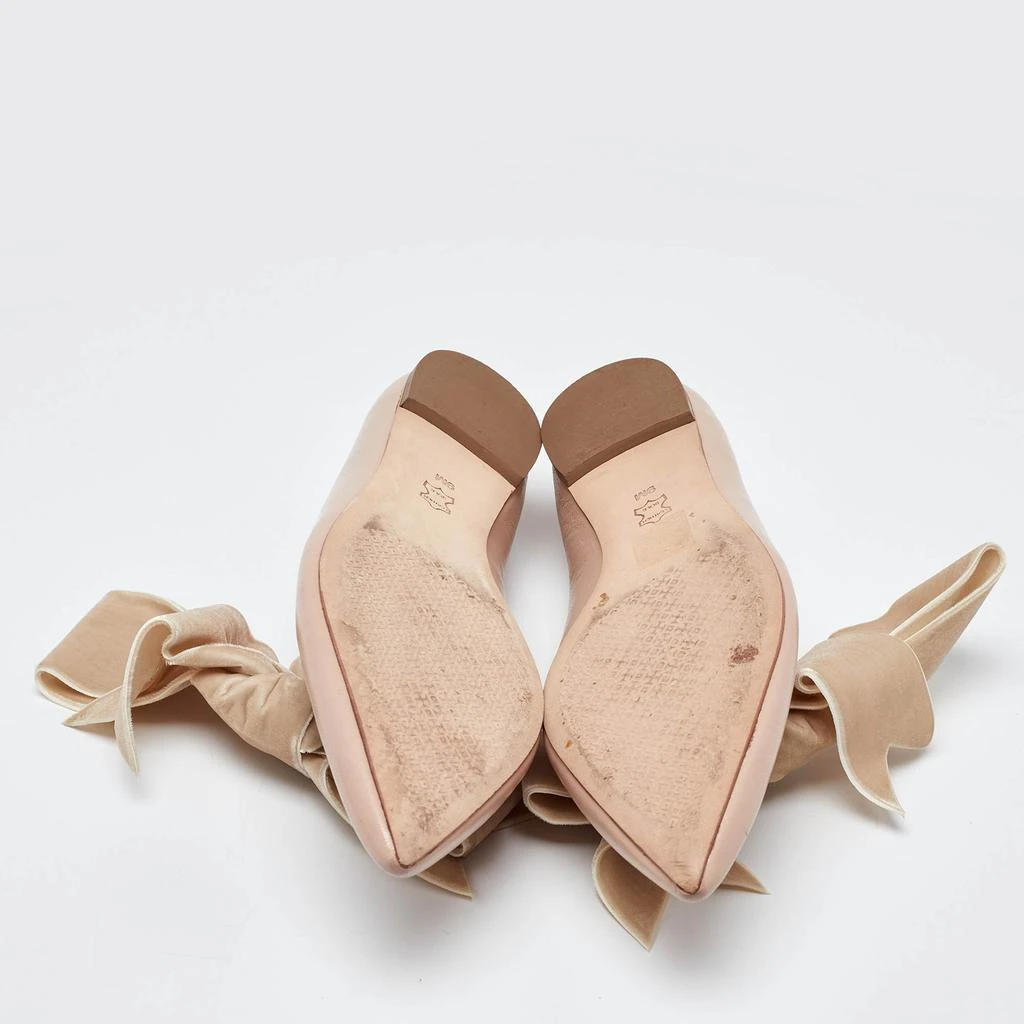 Tory Burch Tory Burch Pink/Beige Leather and Velvet Clara Pointed Toe Ballet Flats Size 39.5 6
