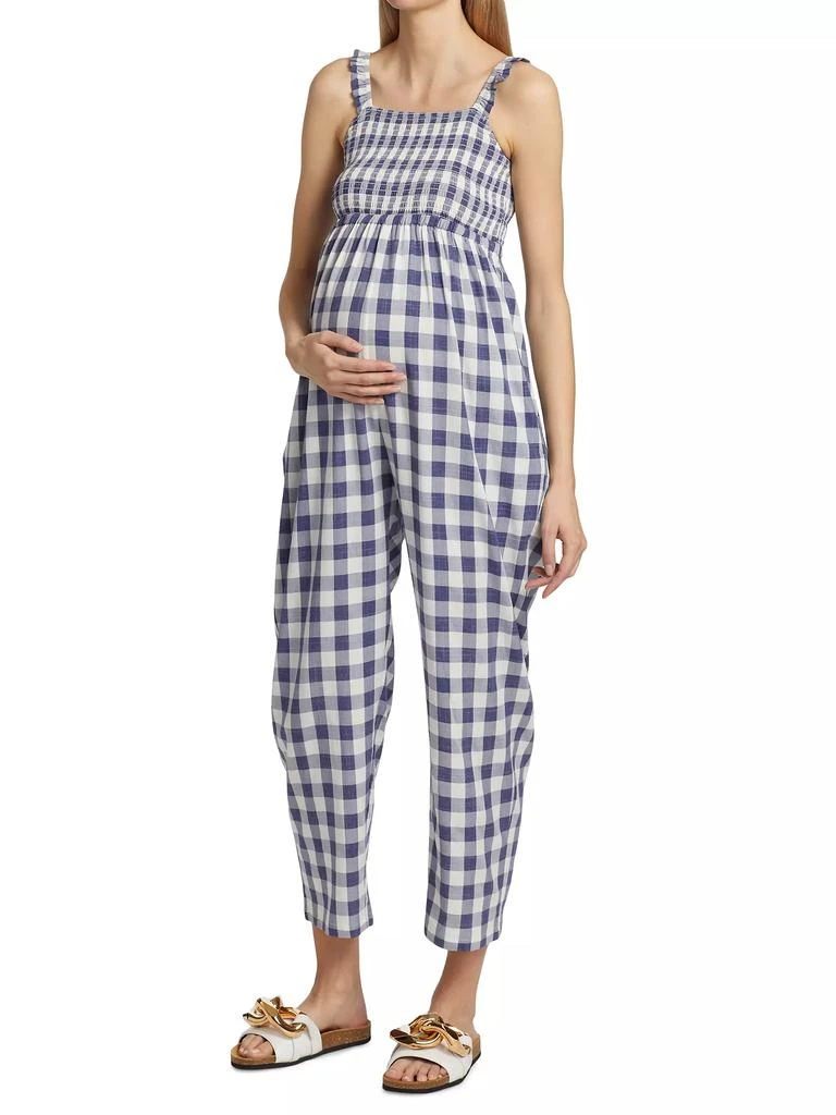 Nom Maternity Marais Gingham Smocked Maternity Jumpsuit 4