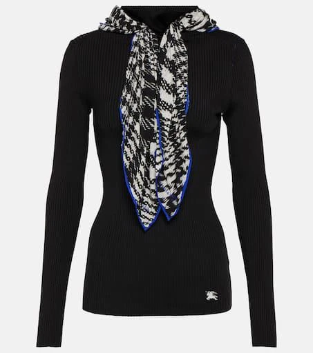 Burberry Scarf-detail ribbed-knit sweater 1