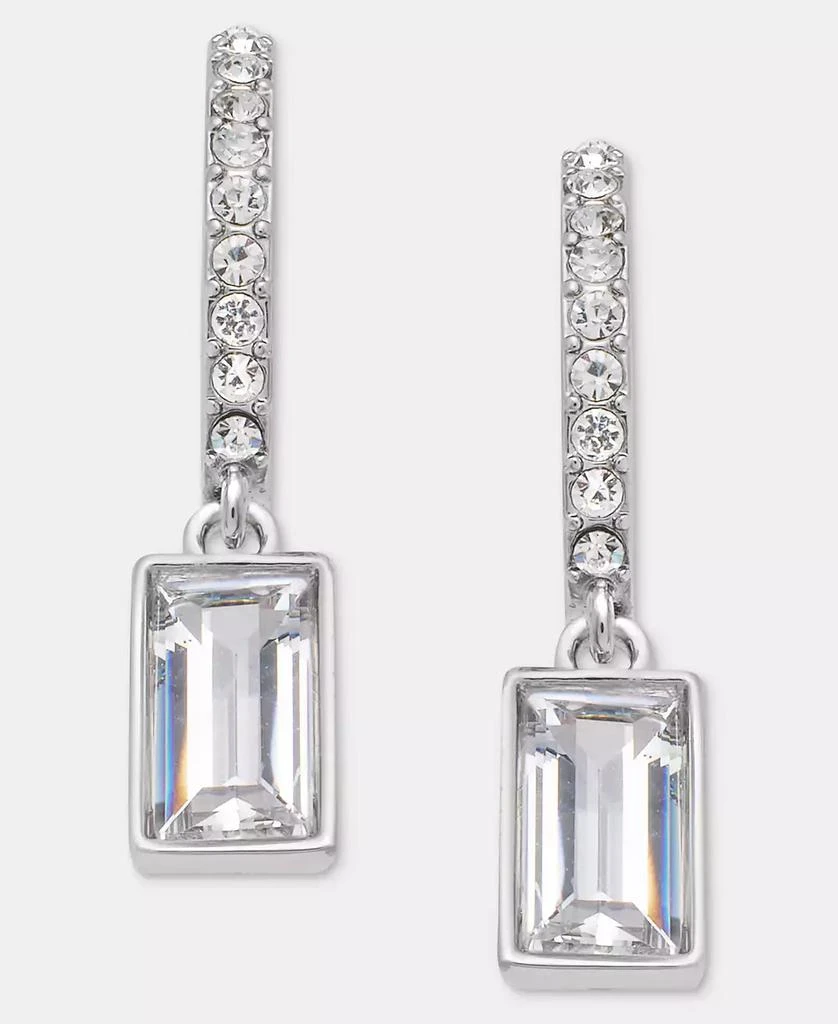 Ralph Lauren Silver-Tone Cubic Zirconia Huggie Drop Earrings