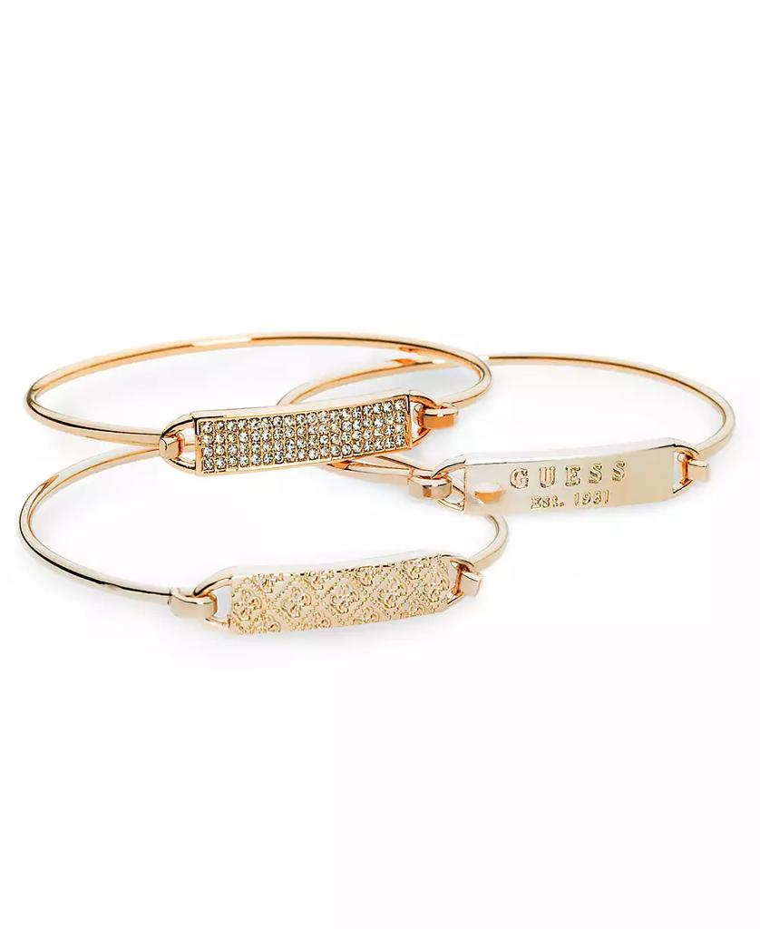 GUESS Rose Gold-Tone 3-Pc. Set Plate and Wire Bangle Bracelets