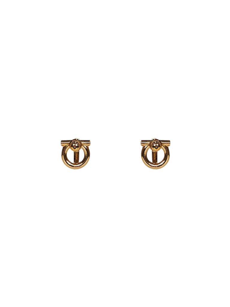 Salvatore Ferragamo FERRAGAMO | Gold brass 3D Gancini crystals earrings | Women | PZ