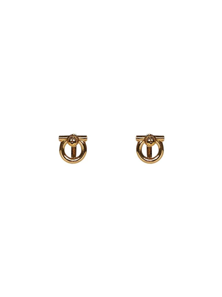 Salvatore Ferragamo FERRAGAMO | Gold brass 3D Gancini crystals earrings | Women | PZ 2