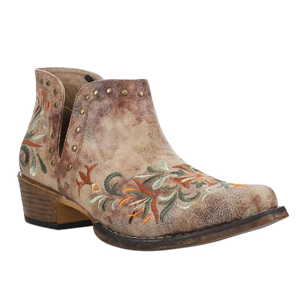 Roper Ava Floral Embroidered Snip Toe Cowboy Booties 2