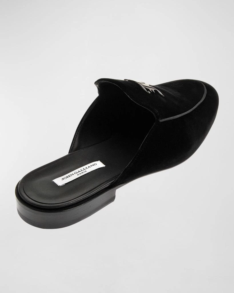 John Galliano Paris Men's Monogram Velvet Backless Loafers 3