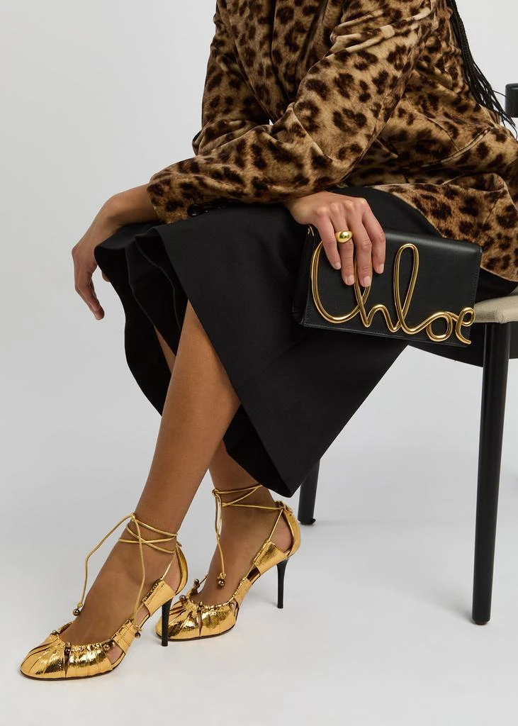 Chloé Luna 100 cut-out metallic-leather pumps 5