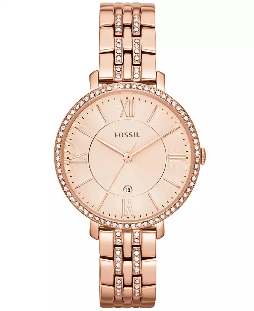 Fossil Women's Jacqueline Rose Gold-Tone Stainless Steel Bracelet Watch 36mm ES3546 1