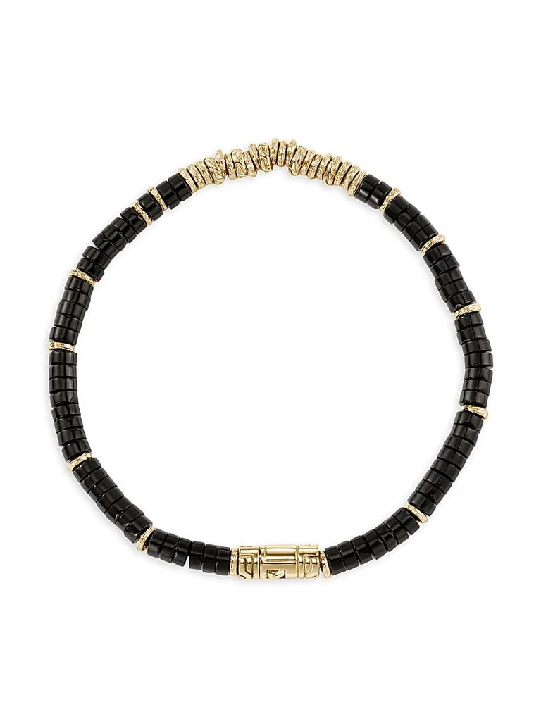 John Hardy Thailand 14K Gold & Black Onyx Heishi Beaded Bracelet 3