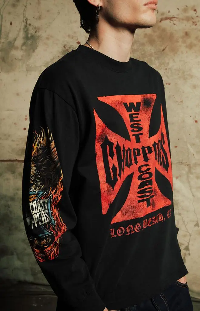 West Coast Choppers Saw Red Long Sleeve T-Shirt - T-Shirts 
